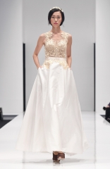 Designer Beige ball gown with embroidered bodice