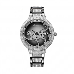 Davena Certified Swarovski Crystals Watch with Leopard Dial Silver (60089)
