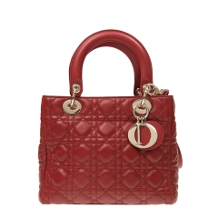 Christian Dior M0535_ONMJ_40R Lambskin Red Dior Handbag