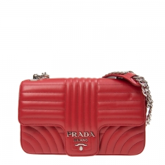 NEW PRADA 1BD108 2D91 F0011 Calfskin Red Handbag