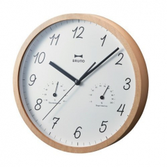 BRUNO Temp / Humidity Wooden Clock (natural wood)