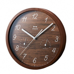 BRUNO Temp / Humidity Wooden Clock (dark wood)
