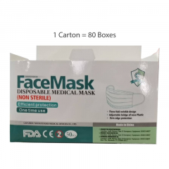Defender 3 PLY Medical Mask / Surgical Mask with CE & FDA Certificate 1 Carton/80 Boxes/4000 Pcs